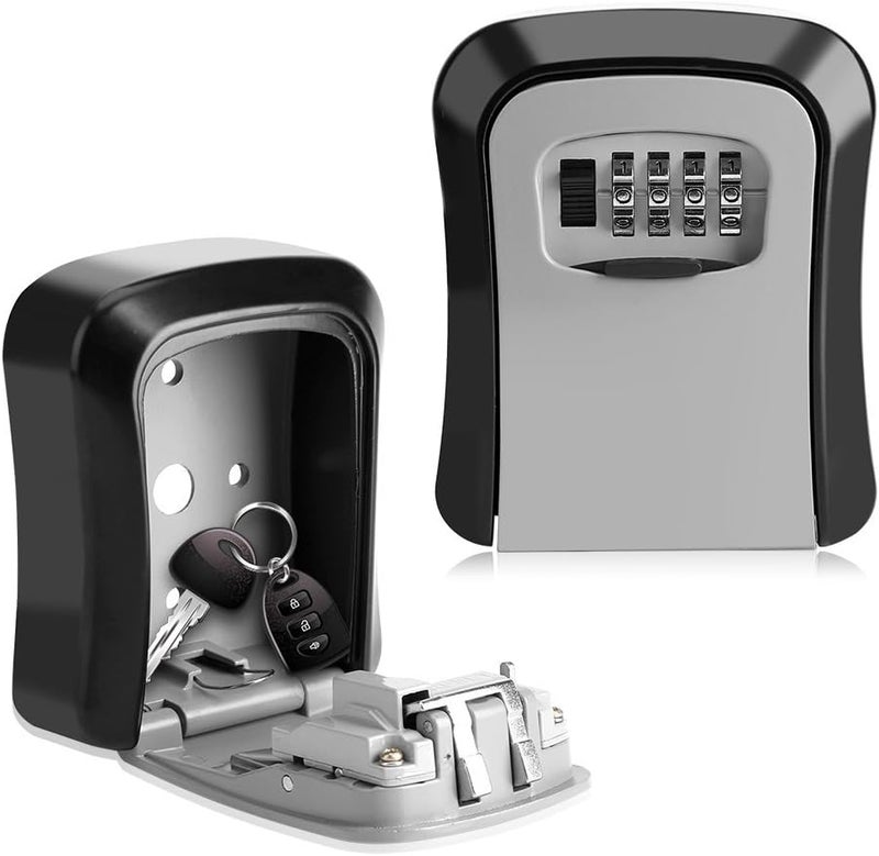 woobles Key Storage Lock Box,4-Digit Key Safe Security Storage Lock Box Combination Lock Box Wall Mount Organizer for Home Garage School Spare House Keys - Image 1
